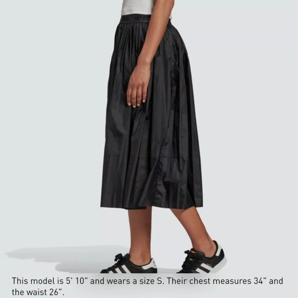 Adidas Black Pleated Athletic Nylon Midi Skirt - Picture 8 of 10